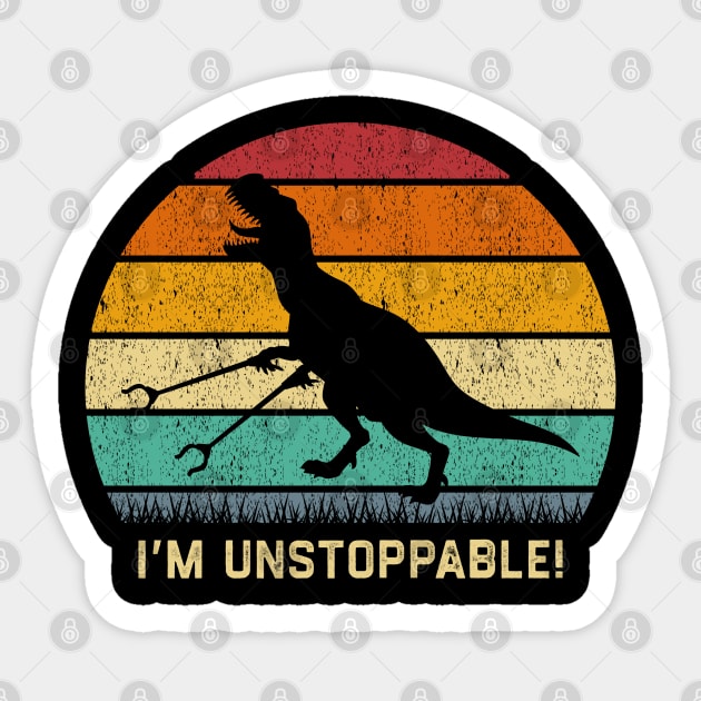 Funny T Rex I'm Unstoppable With Trash Grabber Picker Sticker by NyskaDenti